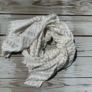 White Scarves with Silver Shimming Stripes